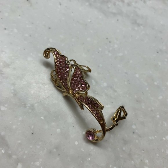 Pink Butterfly Crystal Studded Ear Cuff Jewelry - Picture 6 of 8
